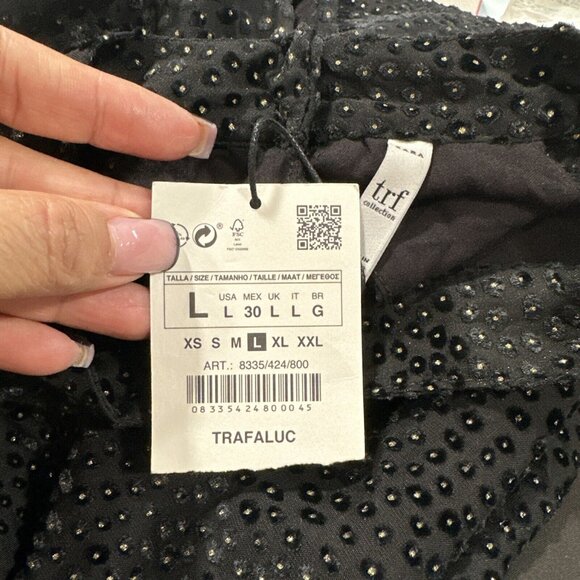 Zara Trafaluc Women's Large Black Sleeveless Halter Mini Dress Shimmering Gold - Picture 5 of 11